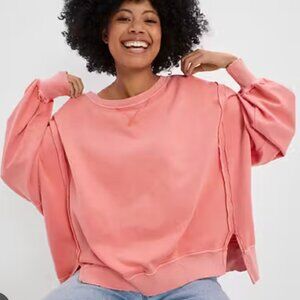 American Eagle Oversized pull-over sweatershirt, coral color, size small